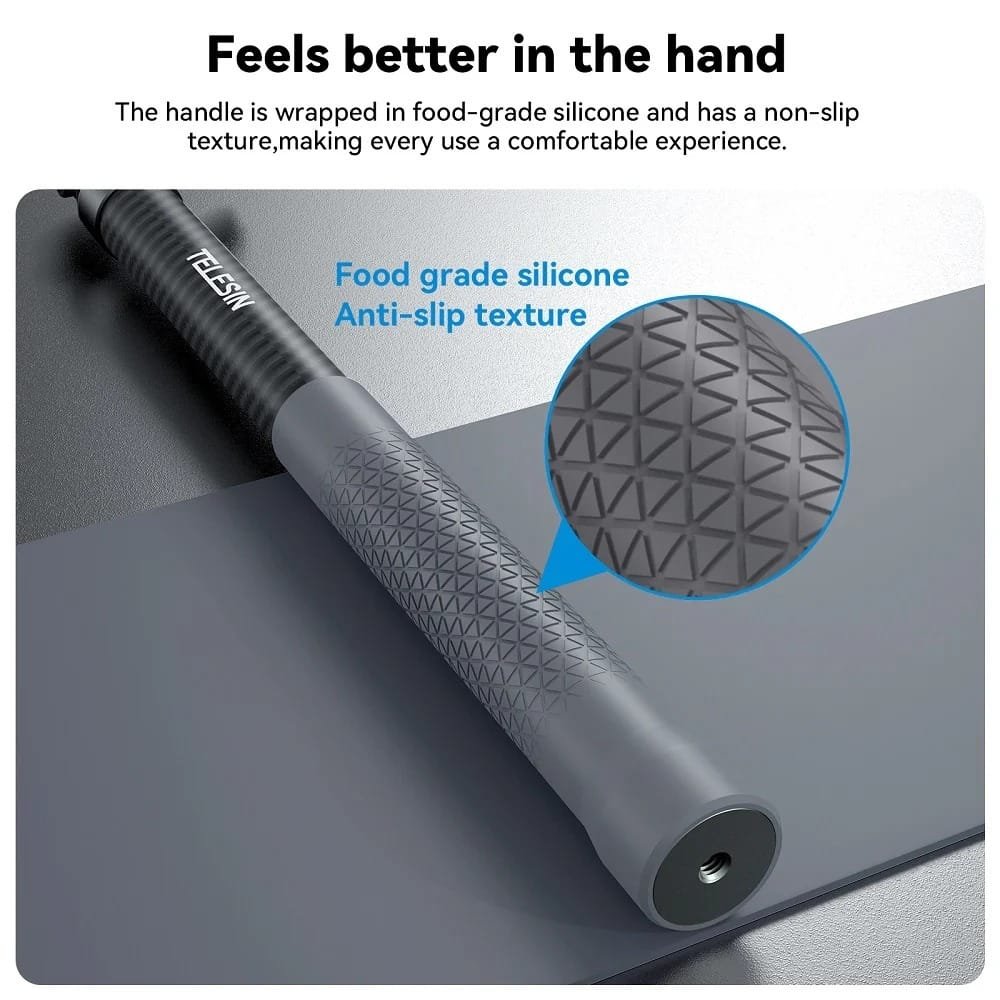 TELESIN 2nd Gen 1.2 Meter Carbon Tube Selfie Stick GP-MNP-002: Capture Stunning Selfies and Videos with Ease - Image 12