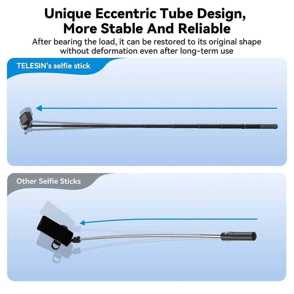 TELESIN 2nd Gen 1.2 Meter Carbon Tube Selfie Stick GP-MNP-002: Capture Stunning Selfies and Videos with Ease - Image 10
