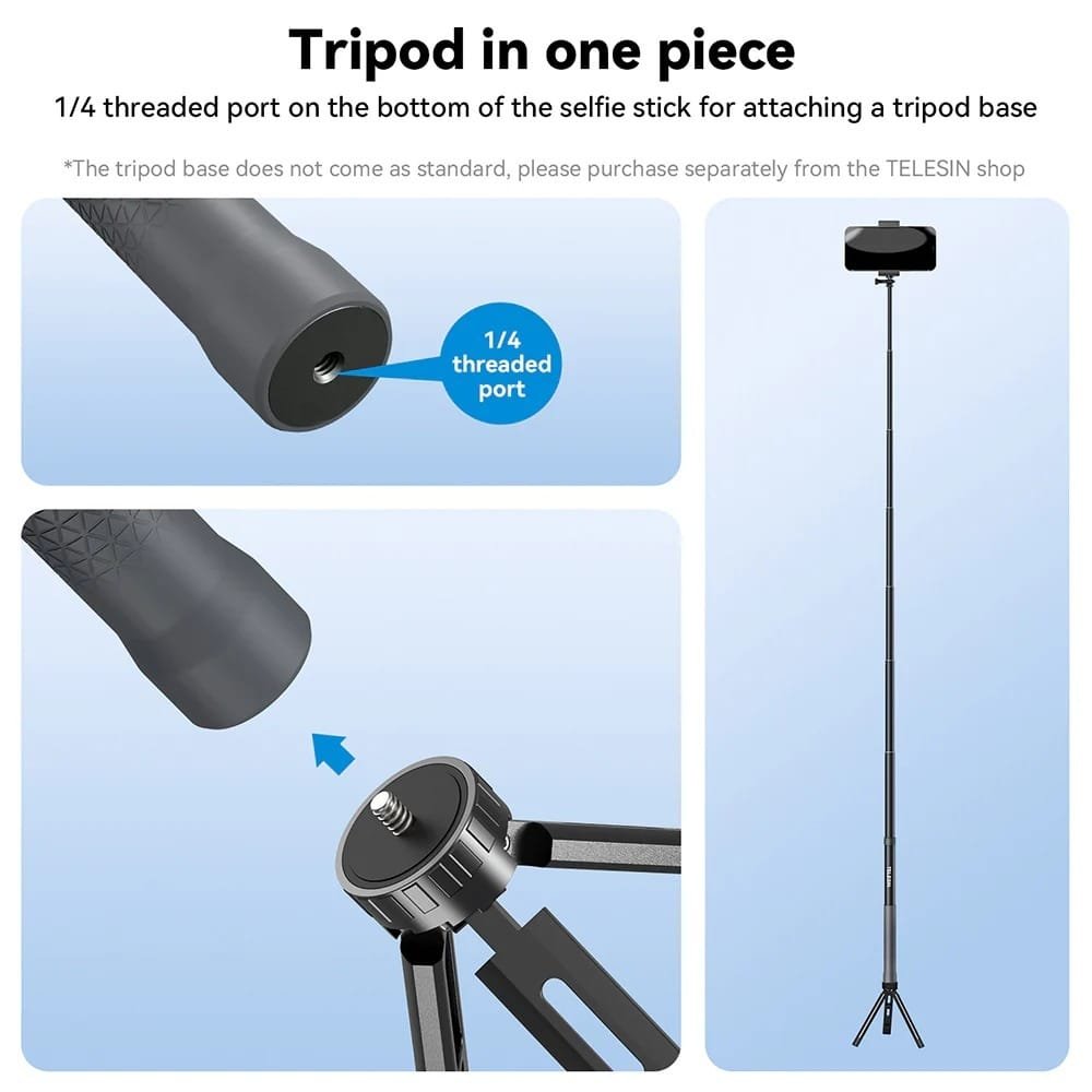 TELESIN 2nd Gen 1.2 Meter Carbon Tube Selfie Stick GP-MNP-002: Capture Stunning Selfies and Videos with Ease - Image 9