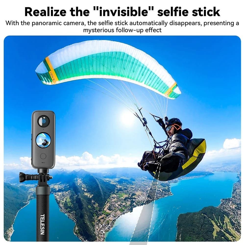 TELESIN 2nd Gen 1.2 Meter Carbon Tube Selfie Stick GP-MNP-002: Capture Stunning Selfies and Videos with Ease - Image 7