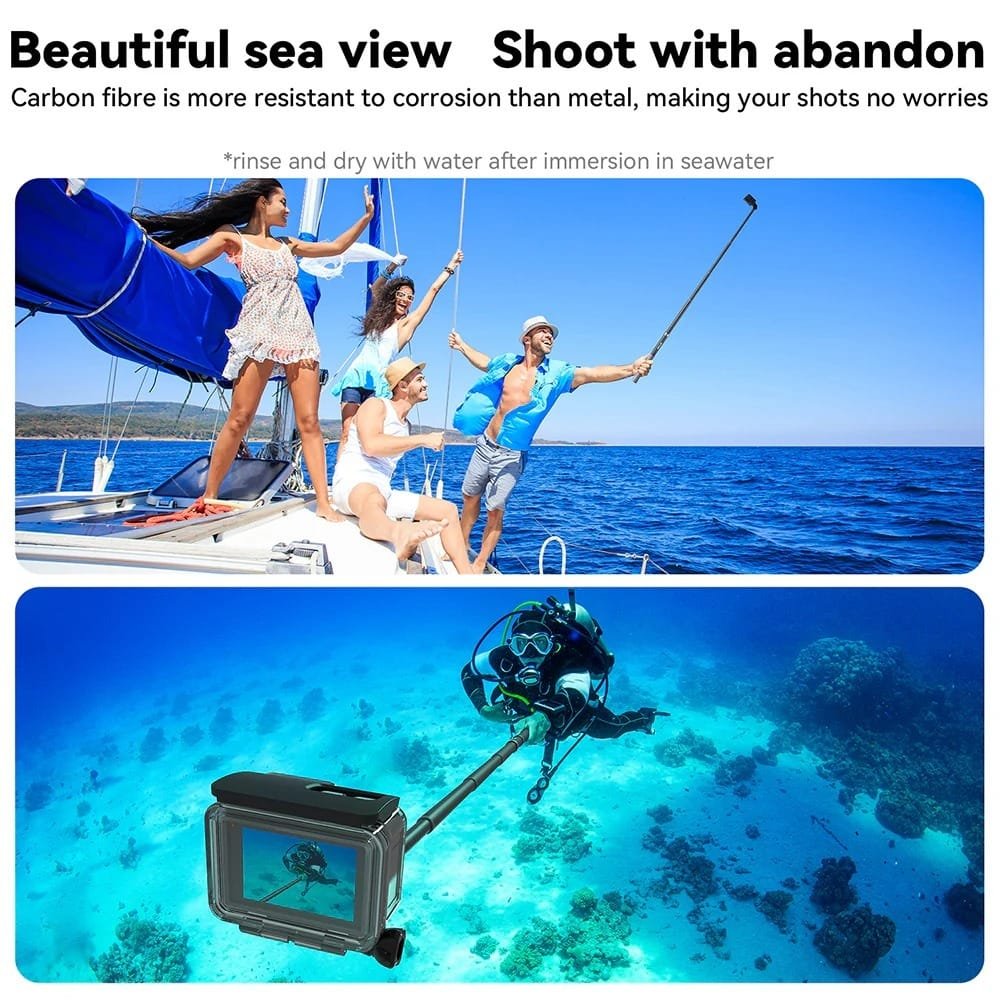 TELESIN 2nd Gen 1.2 Meter Carbon Tube Selfie Stick GP-MNP-002: Capture Stunning Selfies and Videos with Ease - Image 6