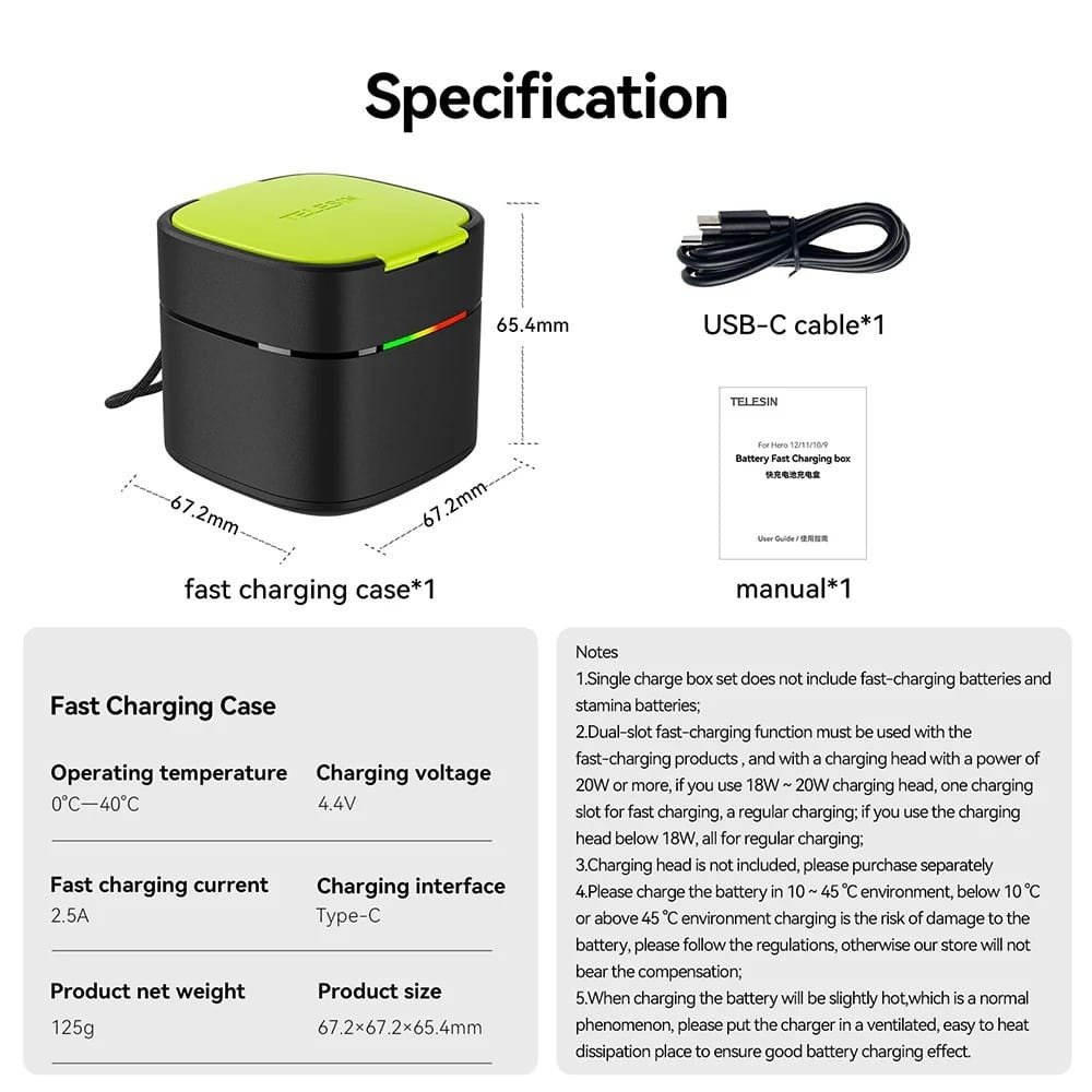 TELESIN Battery Fast Charging Box GP-FCK-B11: Quick and Efficient Charging Solution - Image 3