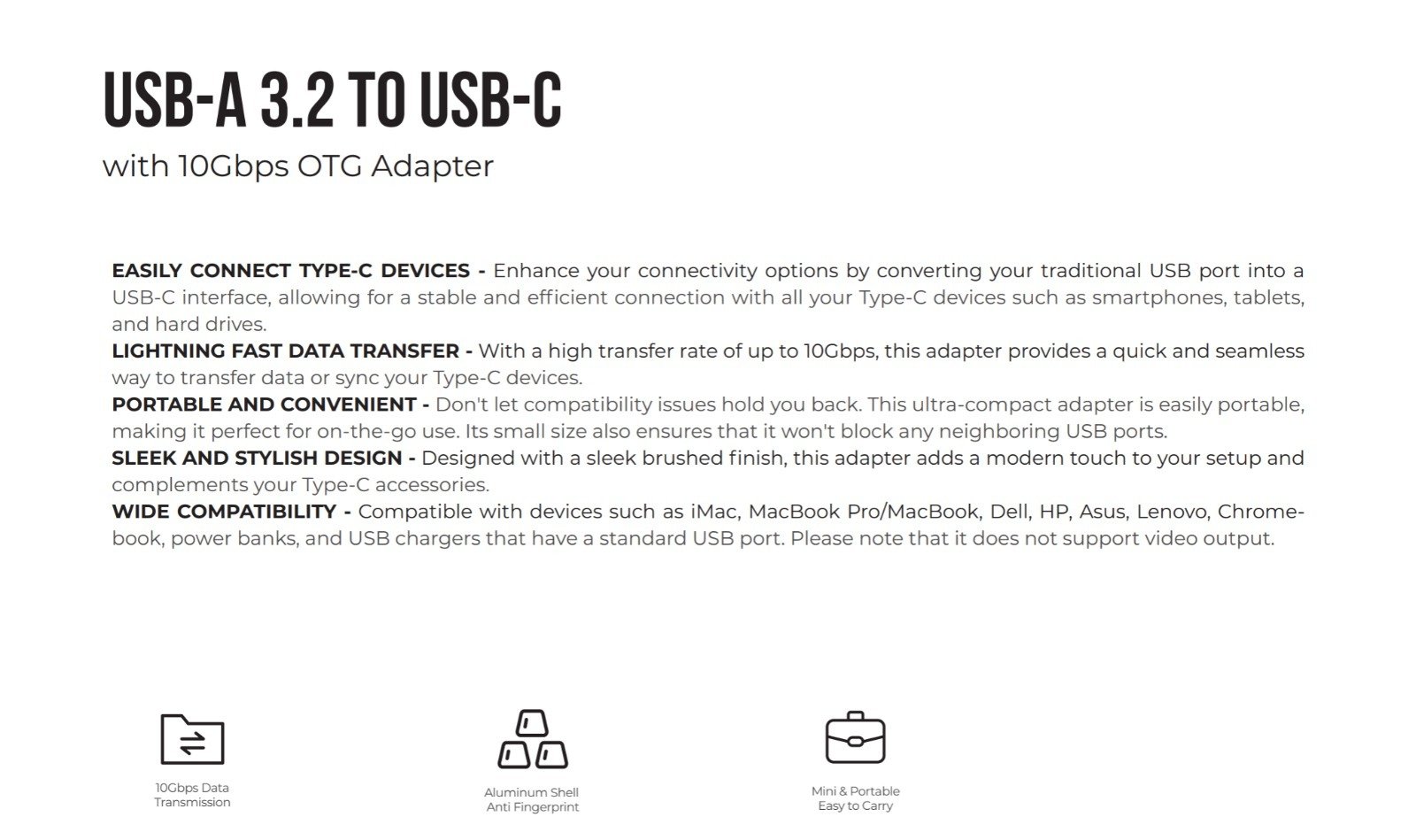 BluPebble USB-A 3.2 to USB-C OTG Adapter - Grey (BP-AMCF10-GY) - Image 3