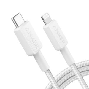Anker 322 USB-C to Lightning Cable Braided 3F White A81B5H21