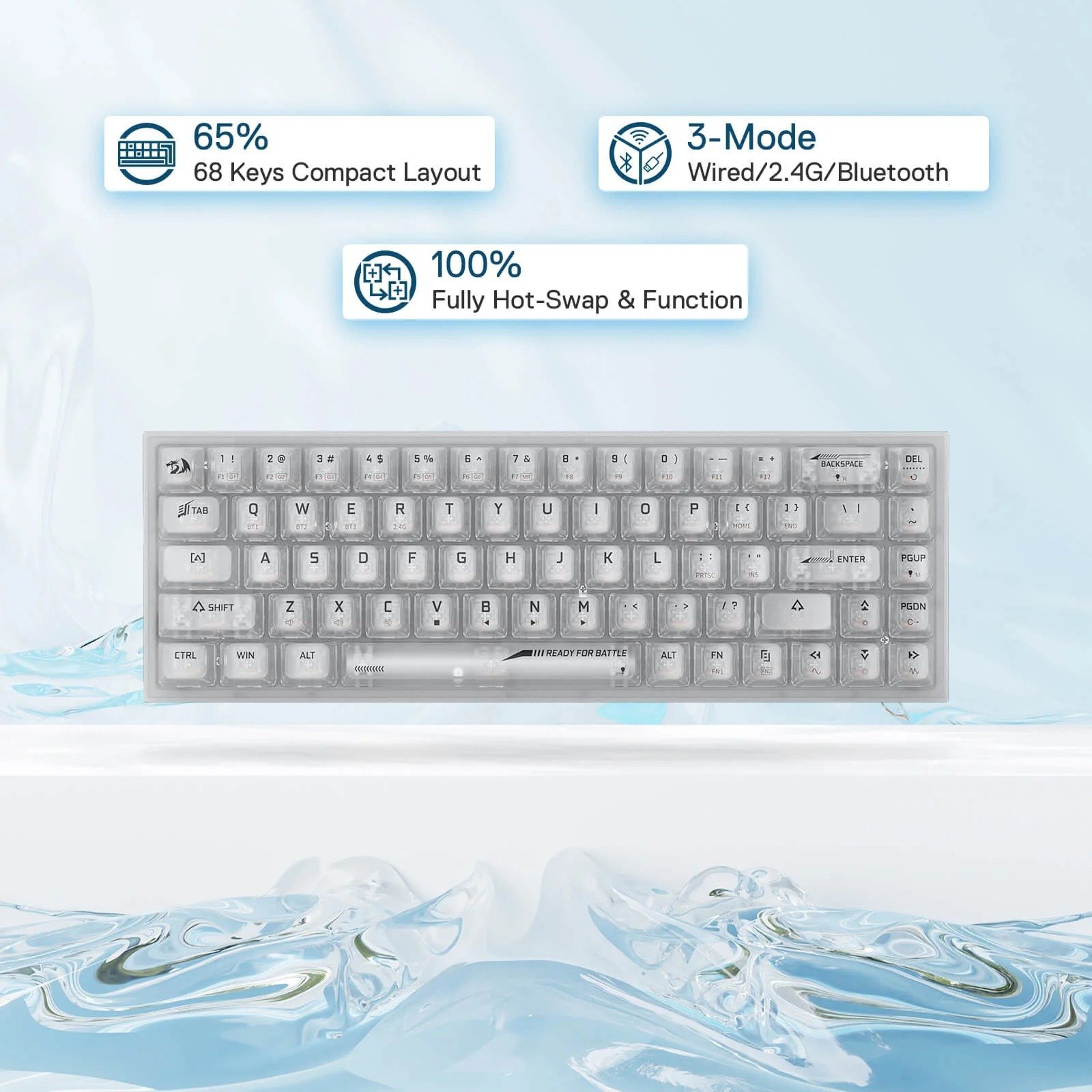 Redragon Castor Pro 68 Keys Gaming Keyboard - K631CT-RGB-Pro - Image 5