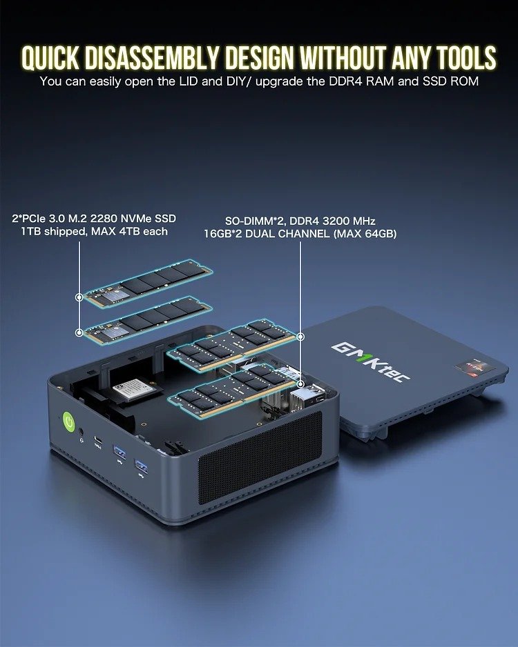 GMKtec Mini PC AMD 5700U - 32GB/1TB SSD, Win 11 Pro - NUCBox-M5 - Image 7