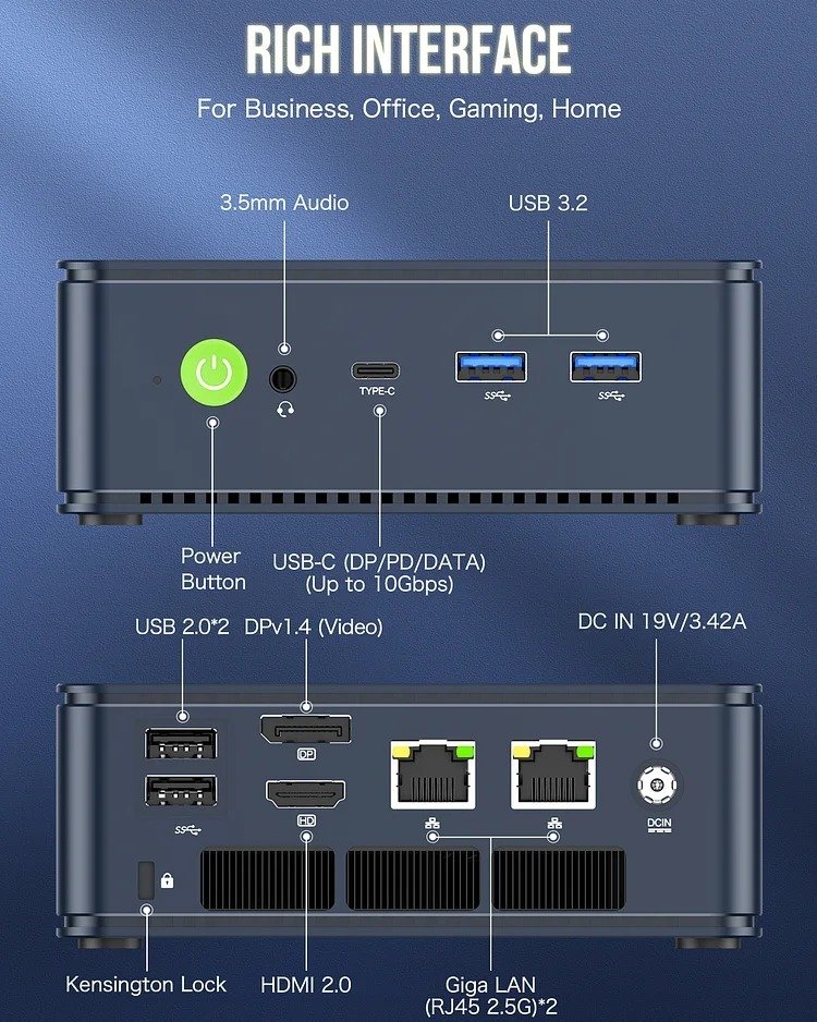 GMKtec Mini PC AMD 5700U - 32GB/1TB SSD, Win 11 Pro - NUCBox-M5 - Image 5