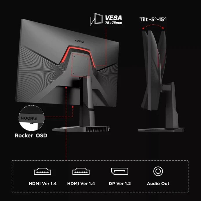 Koorui 24.5-Inch FHD Gaming Computer Monitor VA 170Hz - 25E3A - Image 4