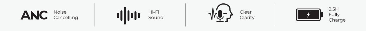 Blupebble C50 Over-Ear Foldable Hybrid Noise Cancelling Headphones - Black BP-PAC50ANC-BK - Image 3