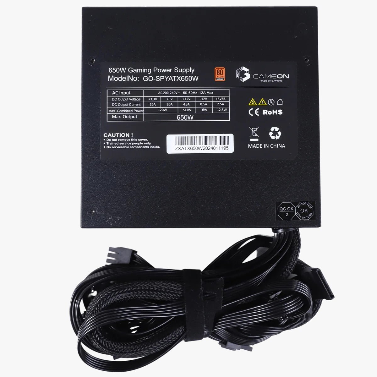 GameOn 650 Watts 80 Plus Bronze Gaming Power Supply - Reliable Performance GO-SPYATX650W - Image 3