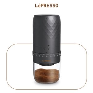 LEPRESSO GRINDAMICO RECHARGEABLE COFFEE GRINDER STAINLESS STEEL BURR BLACK LPCFFGA0021BK