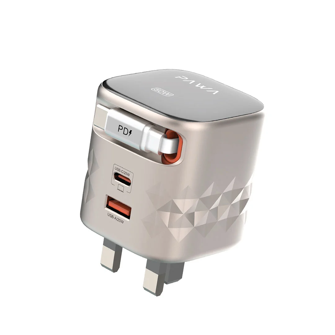 Upgrade your charging routine with the PAWA Retro 50W UK Charger in Titanium Black.
