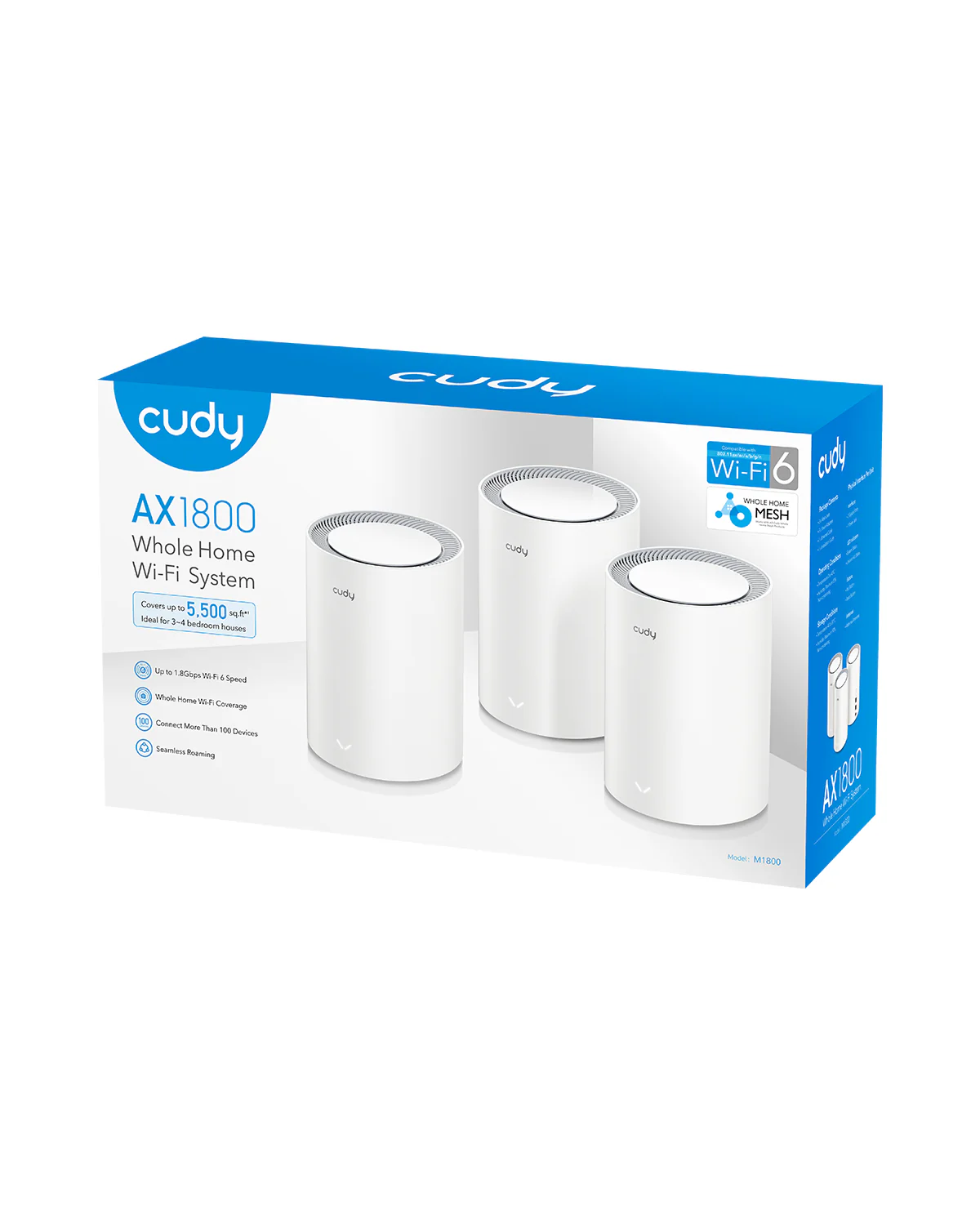 Cudy M1800 Dual-Band WiFi 6 Gigabit Mesh Router 1800Mbps (3-Pack) - Image 3