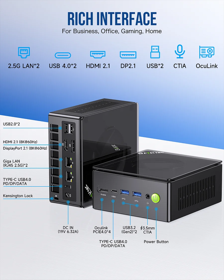 GMKTEC MINI PC AMD RYZEN 7 32GB RAM 1TB SSD WIN 11 NUCKBOX-K8 PLUS - Image 4