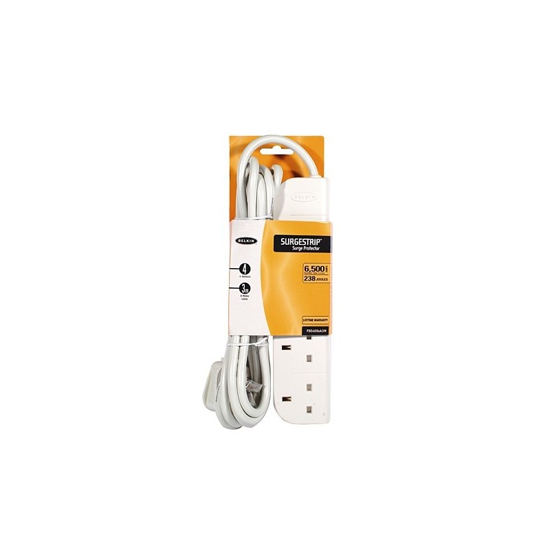Protect your valuable electronics and maintain uninterrupted performance with the BELKIN 4 Socket Surgestrip Surge Protector (F9E400UK1M).