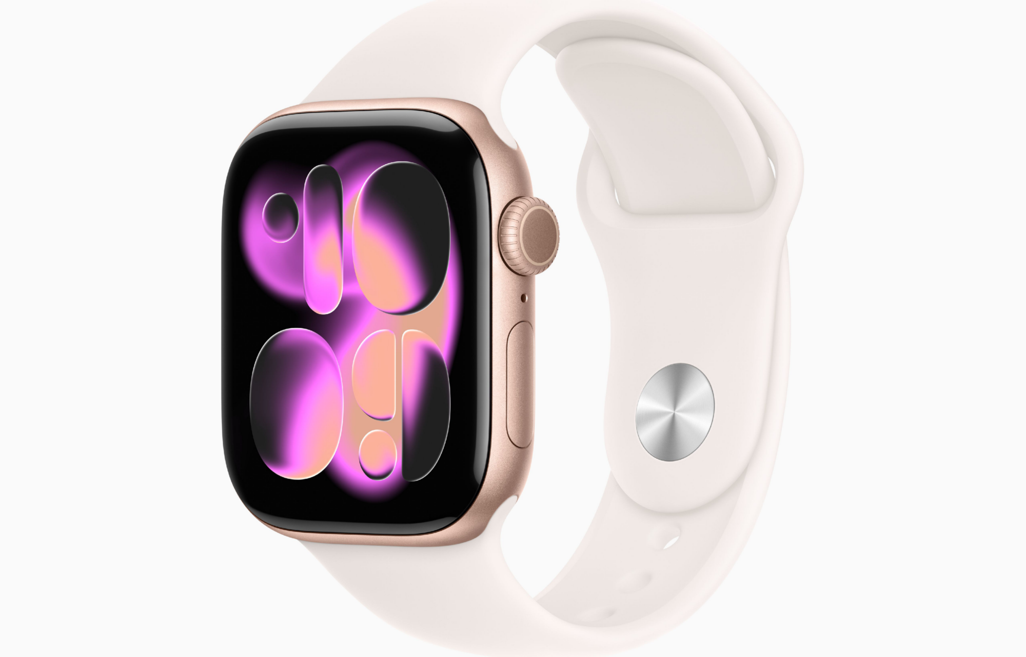 APPLE WATCH SERIES 11 GPS 42MM 2025 ROSE GOLD ALUMINIUM CASE WITH LIGHT BLUSH SPORT BAND - S/M MEU04