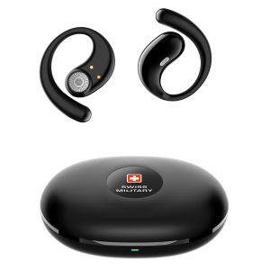 SWISS MILITARY DELTA 7 OPEN EAR HEADPHONE RICH BASS FULL AMBIENCE BLACK SM-TWS-DELTA7-BLK