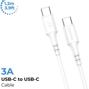 BLUPEBBLE POWERFLOW USB-C TO USB-C 60W CABLE 1.2M WHITE