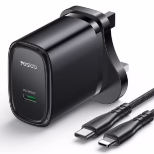 YESIDO 20W FAST USB-C CHARGER BLACK YC76BL