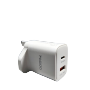 YESIDO 20W USB-A AND USB-C QUICK CHARGER WHITE YC02K