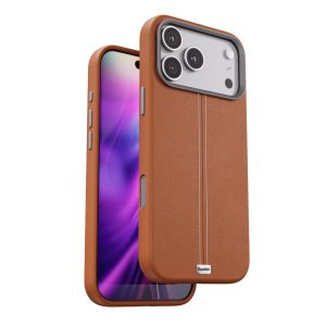 Protect your device with sophistication using the Blupebble Elite Guard Case With MagSafe For iPhone 17 Pro – Brown
