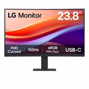LG 23.8 INCH FHD CURVED MONITOR WITH 100HZ AND USB C PORT 24U421A-B