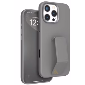 LEVELO IPHONE 16 PRO MORPHIX SILICONE CASE WITH LEATHER GRIP GRAY LVLMSL16PGY