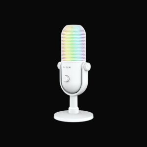 Razer Seiren V3 Chroma Condenser Microphone (Quartz White, RZ19-05060200-R3M1) - Studio-Quality Audio with RGB Lighting