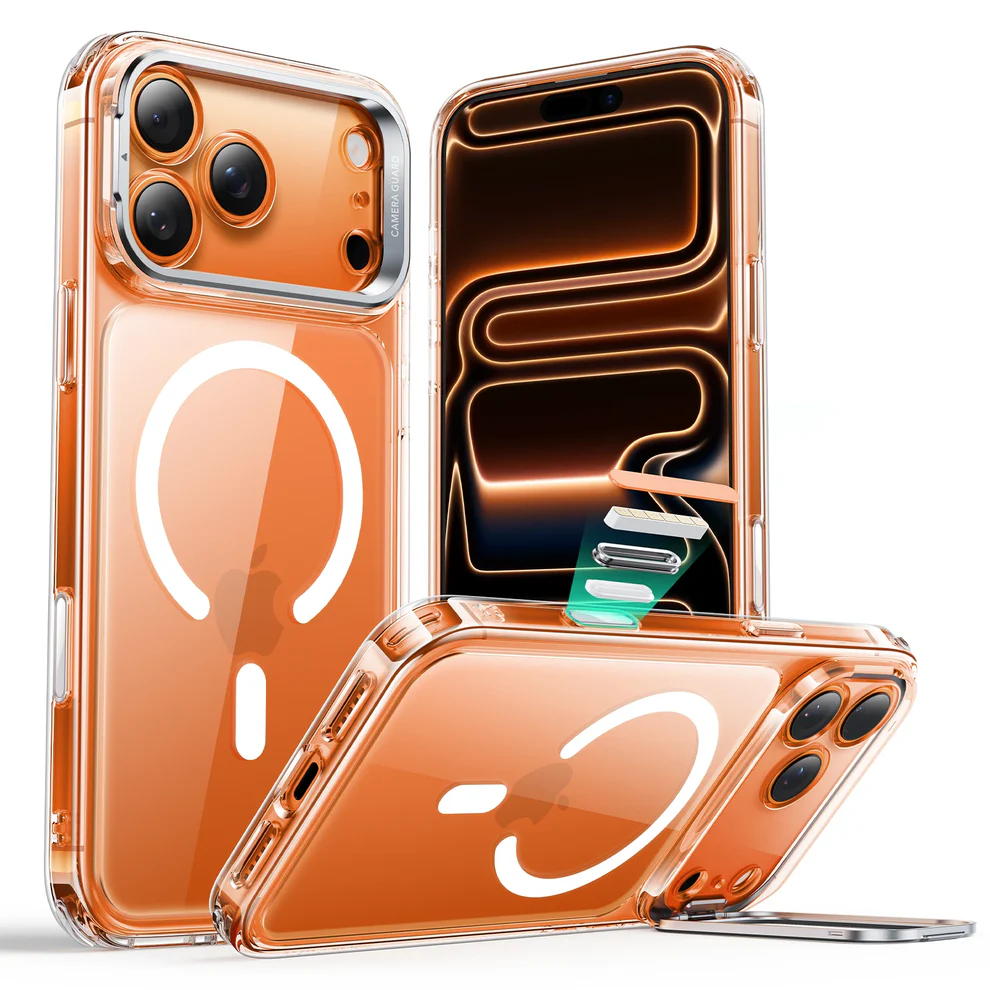 ESR CLASSIC HYBRID MAGNETIC CASE CAM CONTROL STASH STAND COMPATIBLE WITH IPHONE 17 PRO CLEAR
