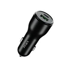Keep your devices powered up wherever the road takes you with the PAWA Solid Car Charger Dual Port PD+QC 51W in sleek black.