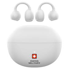 Experience seamless audio and elegant design with the Swiss Military Delta 6 True Wireless Stereo Earbuds in white.