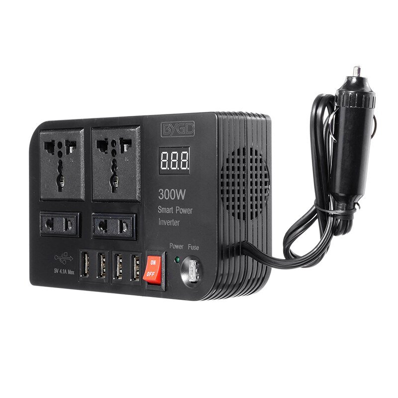 BYGD Car Power Inverter, 300W Car Inverter, E8982 Power Converter, Dual Socket Car Charger