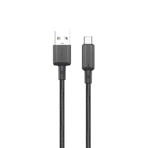 PAWA 3A USB A TO TYPE C QUICK CHARGING BRAIDED CABLE 1.2M PW122 BLACK PW-BTLT12AT-BK
