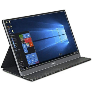 Upgrade your on-the-go productivity and entertainment with the ANMITE 15.6" IPS Full HD Aluminium Touch Portable Monitor in sleek black (model A156W02T).