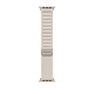 Embrace adventure with the Apple Watch Ultra 49MM featuring the Starlight Alpine Loop Band in size Small (MQE53).