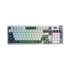 AULA 99 KEYS W/L RGB GASKET 99% MECHANICAL GAMING K/B TRI-MODE GRAY WOOD V4 S/W GR+WH+DGRN S98 PRO