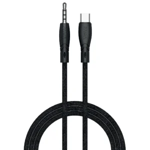 PAWA NYLON BRAIDED TYPE C AUDIO CABLE 1.2M BLACK PW-12BDCTOAUX-BK