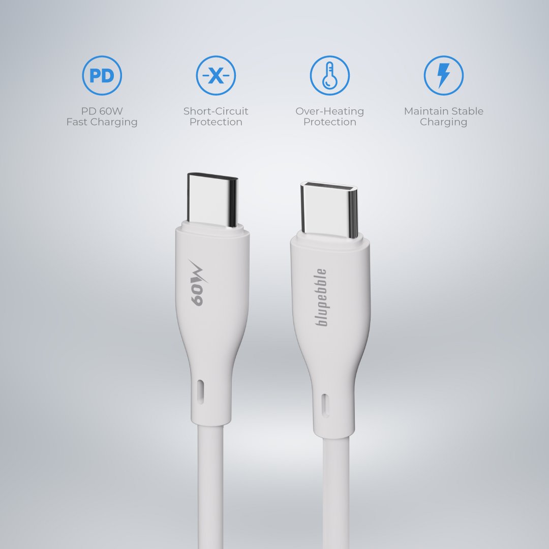 Bluepebble PowerFlow PD60W USB-C to USB-C Cable - Fast and Durable BP-PFUSBC-60W - Image 4
