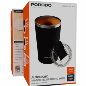 PORODO LIFESTYLE AUTOMATIC MAGNETIC STIRRING MUG HIGH SPEED MIXING BLACK PDSSMHQ168BK