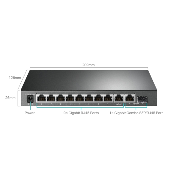 TP-LINK 10 PORT GIGABIT EASY SMART POE+ SWITCH TL-SG1210MPE - Image 2