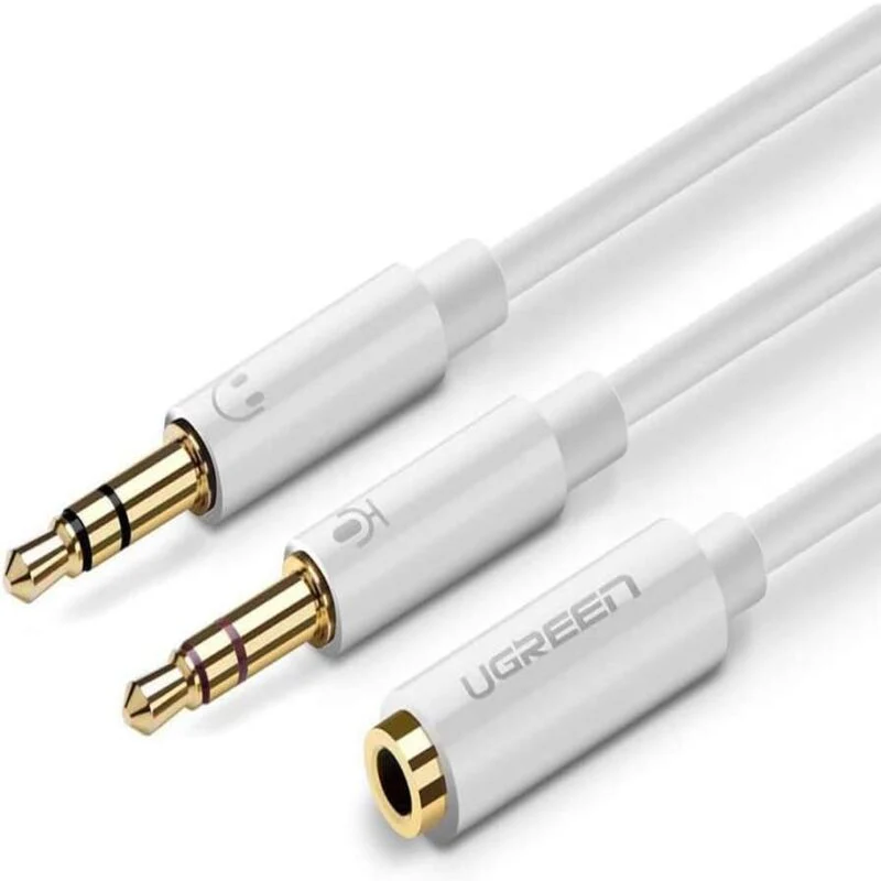 UGREEN 3.5MM FEMALE TO 2 MALE AUDIO CABLE ABS CASE WHITE 20897 - Image 3