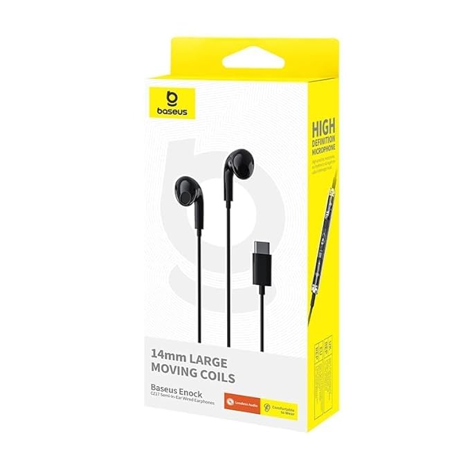 BASEUS ENCOK CZ17 SEMI IN EAR WIRED EARPHONE TYPE C BLACK - Image 7