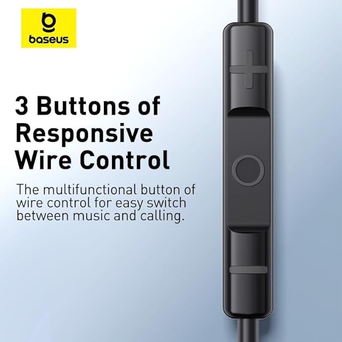 BASEUS ENCOK CZ17 SEMI IN EAR WIRED EARPHONE TYPE C BLACK - Image 4