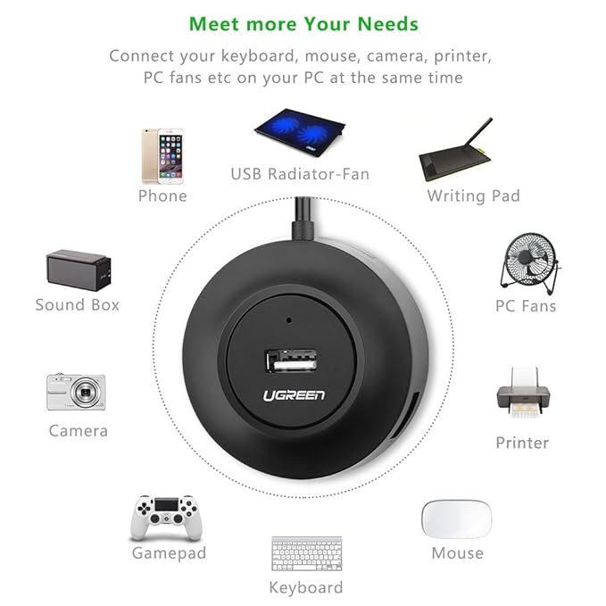 UGREEN USB 2.0 HUB 4 PORTS 1M BLACK 20277 - Image 4