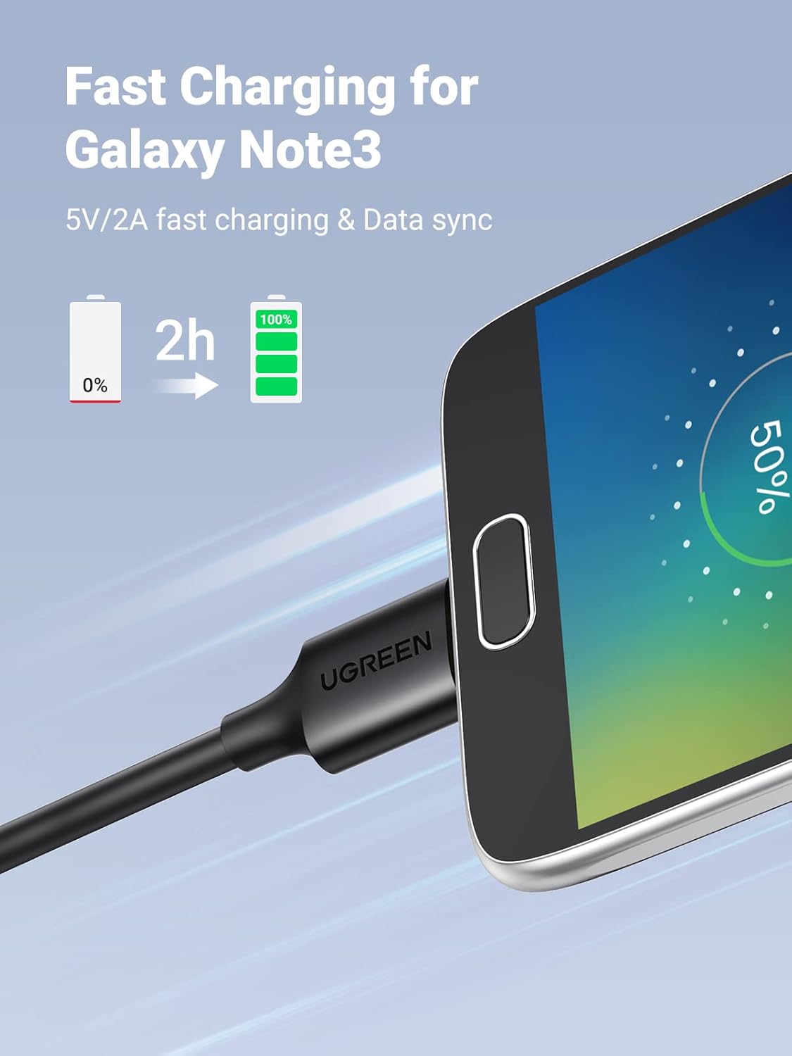 UGREEN USB 3.0 A MALE TO MICRO USB 3.0 MALE CABLE BLACK 2MM 10843 - Image 4