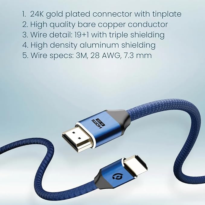 POWEROLOGY 8K HDMI CABLE 3M GREY PWHDC3M -GY - Image 5