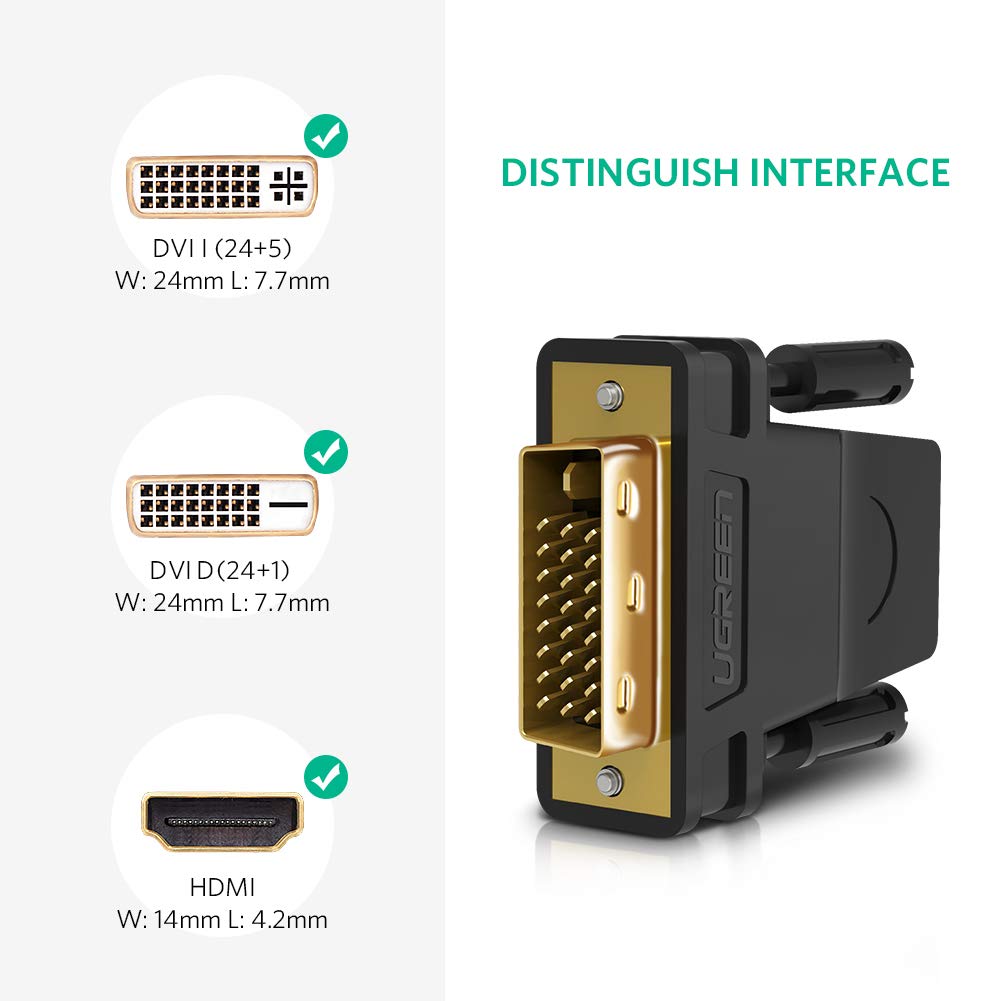 UGREEN DVI 24+1 MALE TO HDMI FEMALE ADAPTER BLACK 20124 - Image 2