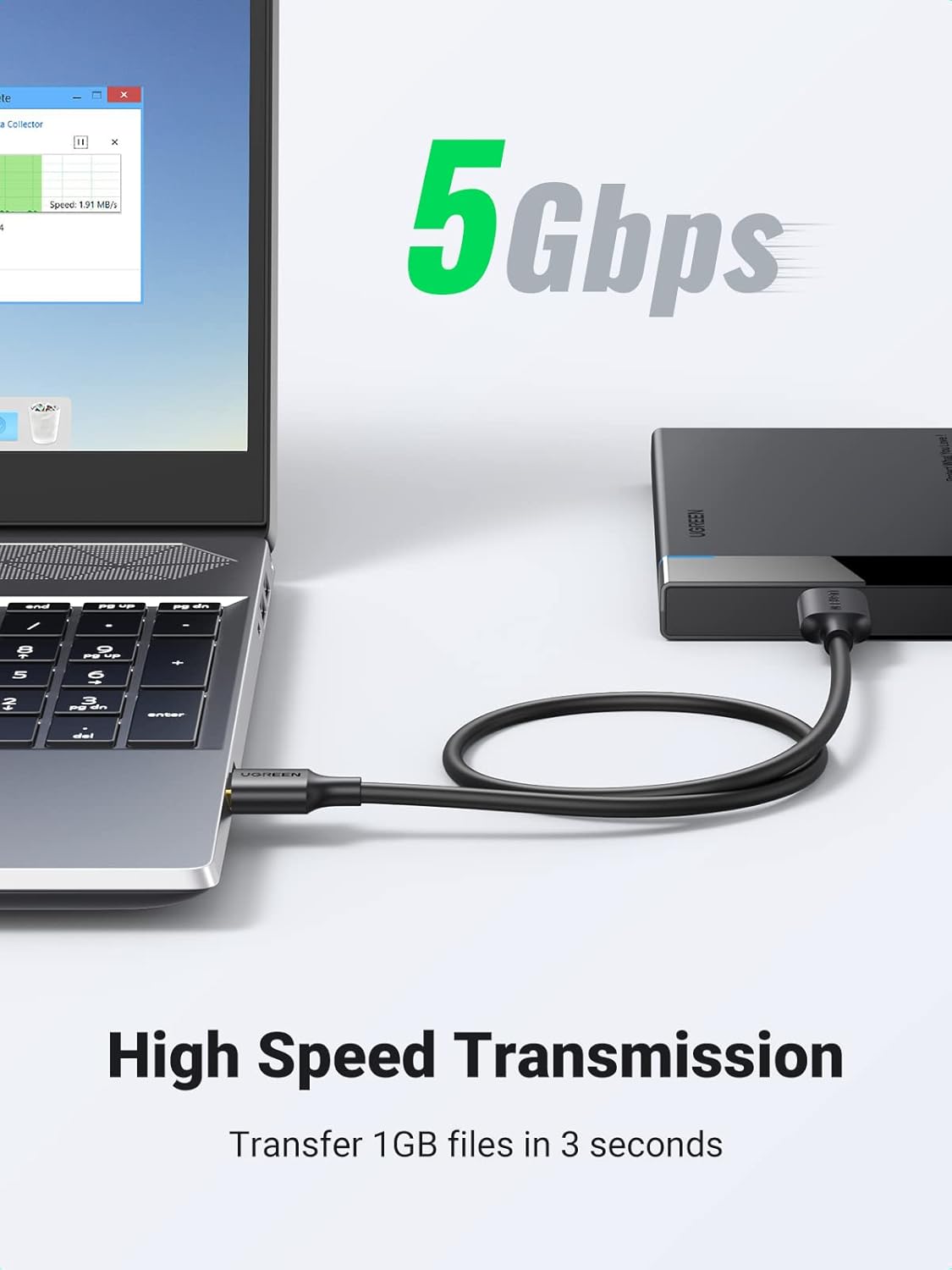 UGREEN USB 3.0 A MALE TO MICRO USB 3.0 MALE CABLE BLACK 2MM 10843 - Image 2