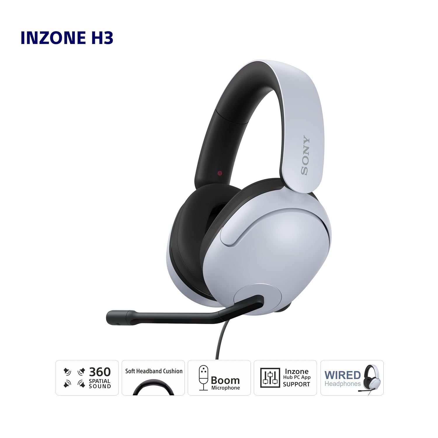 SONY INZONE H3 GAMING HEADSET PS5 WHITE MDR-G300 - Image 15