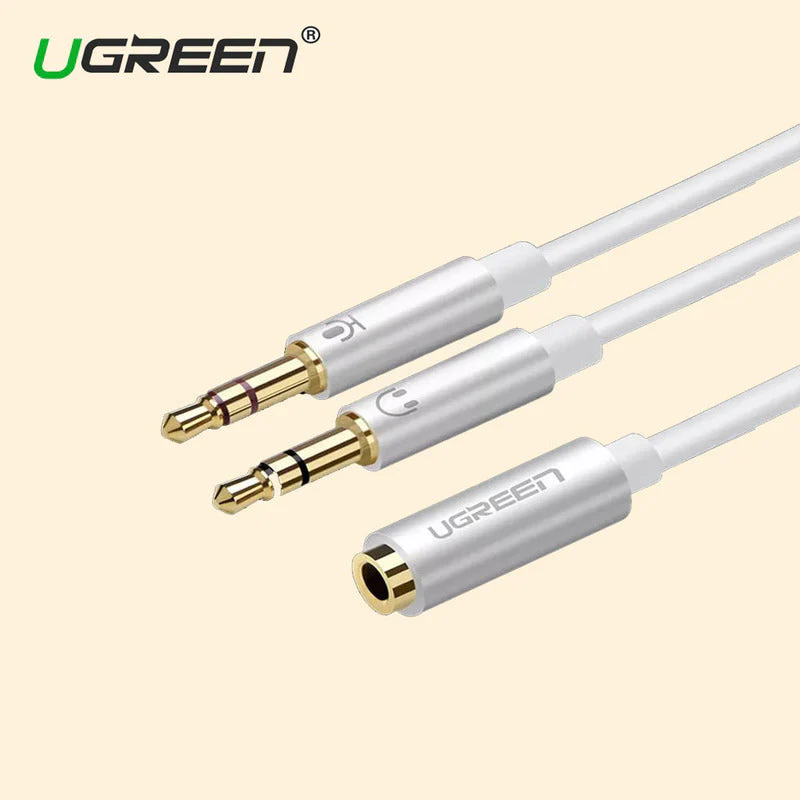 UGREEN 3.5MM FEMALE TO 2 MALE AUDIO CABLE ABS CASE WHITE 20897 - Image 2